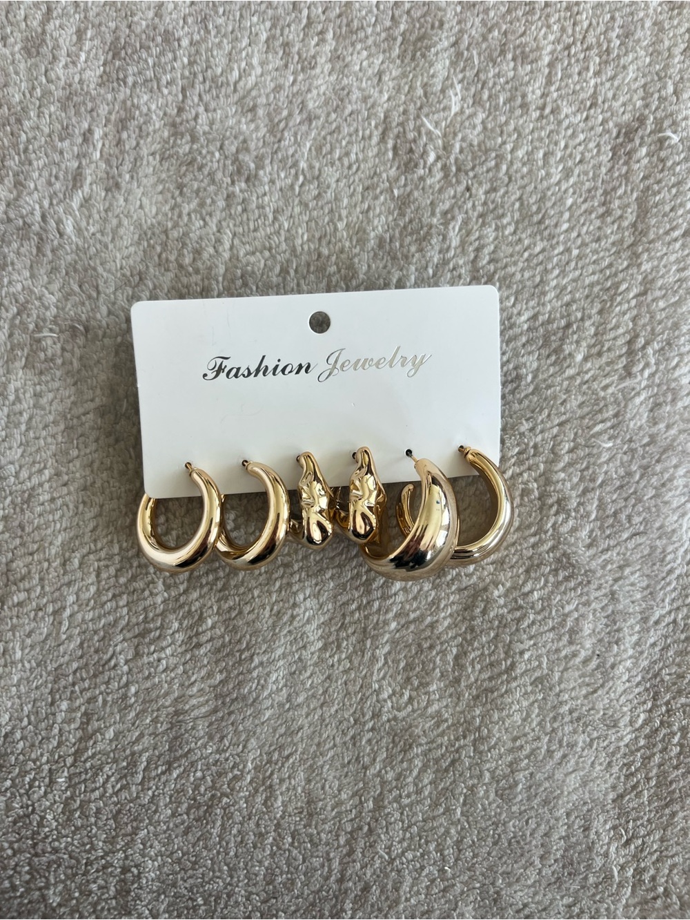 Fashion Jewelry Gold Hoop and Huggie Earring Set - Shiny Gold